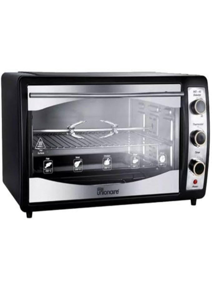 فرن يونيون اير أسود 55 لتر - شواية ومروحة1900واط